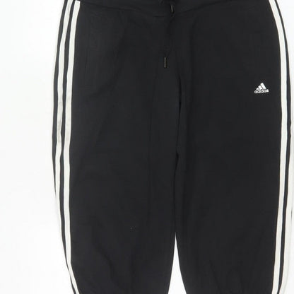 Adidas Women Black UK 8 Capri Jogger Track Pants Climalite Cotton
