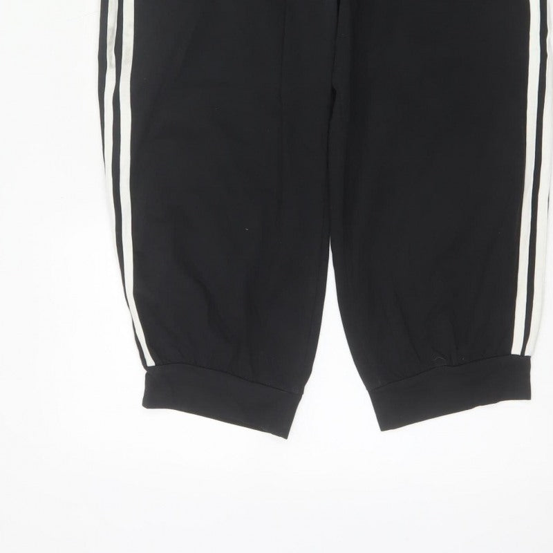 Adidas Women Black UK 8 Capri Jogger Track Pants Climalite Cotton