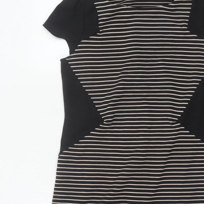 Dorothy Perkins Women Black White Stripe Off Shoulder Bodycon Dress UK 10