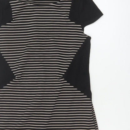 Dorothy Perkins Women Black White Stripe Off Shoulder Bodycon Dress UK 10
