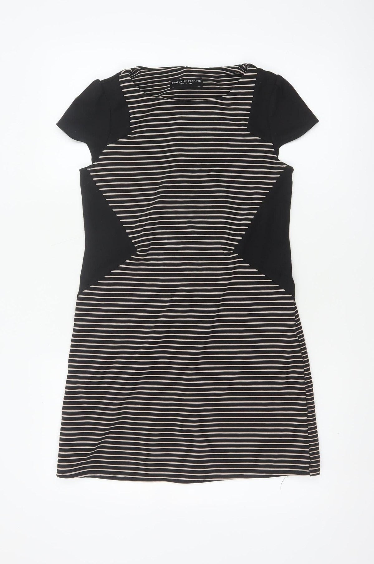 Dorothy Perkins Women Black White Stripe Off Shoulder Bodycon Dress UK 10