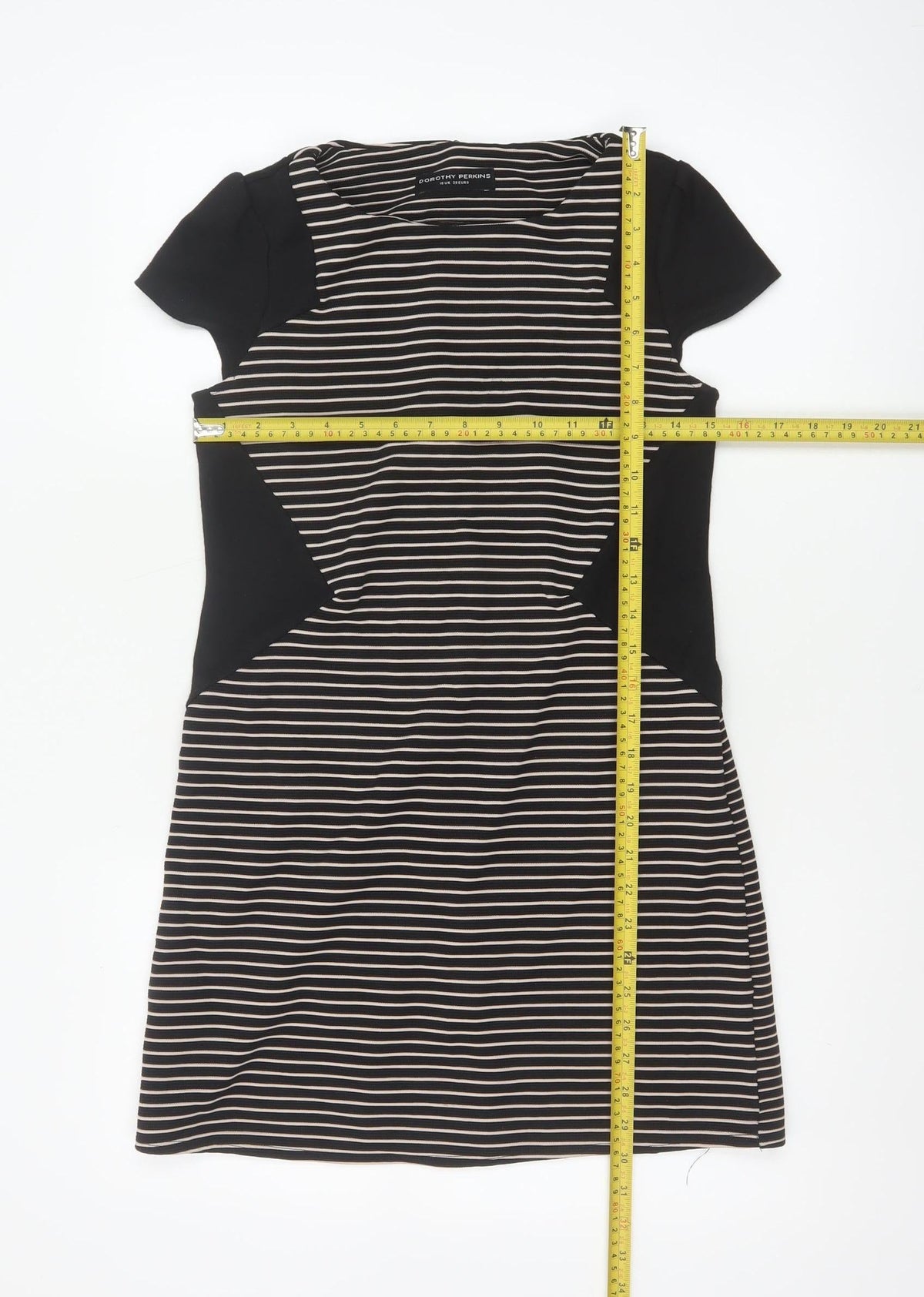 Dorothy Perkins Women Black White Stripe Off Shoulder Bodycon Dress UK 10