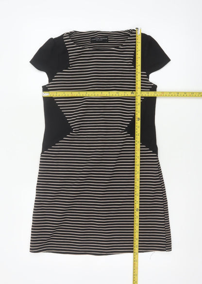 Dorothy Perkins Women Black White Stripe Off Shoulder Bodycon Dress UK 10