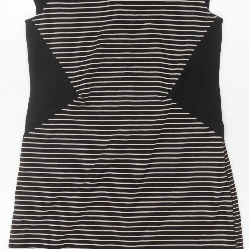 Dorothy Perkins Women Black White Stripe Off Shoulder Bodycon Dress UK 10