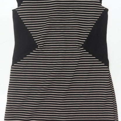 Dorothy Perkins Women Black White Stripe Off Shoulder Bodycon Dress UK 10