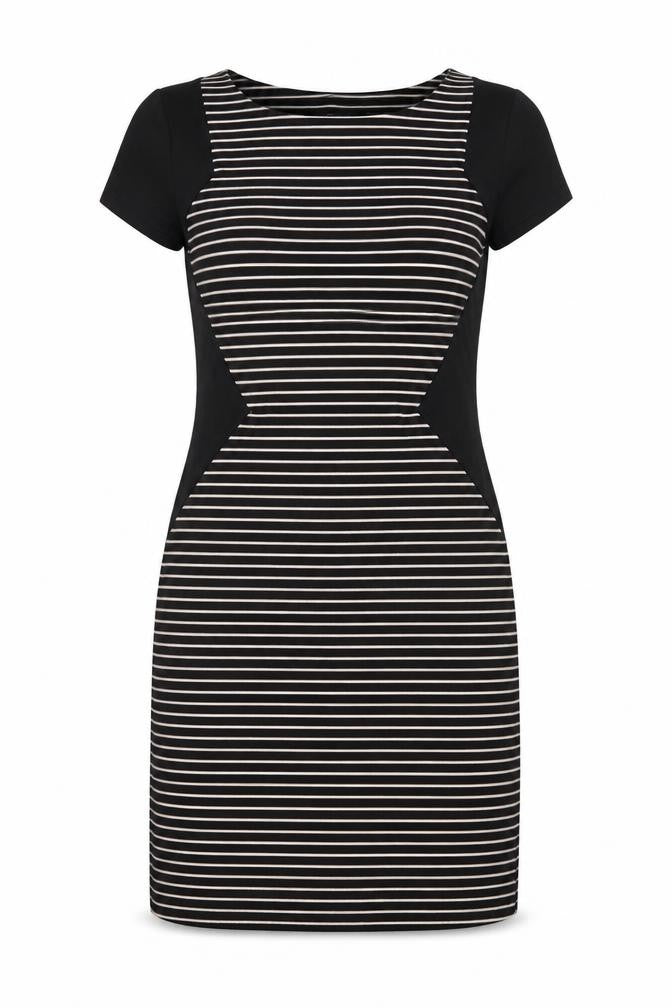 Dorothy Perkins Women Black White Stripe Off Shoulder Bodycon Dress UK 10