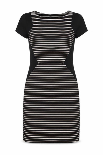 Dorothy Perkins Women Black White Stripe Off Shoulder Bodycon Dress UK 10