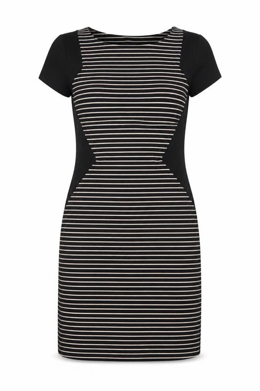 Dorothy Perkins Women Black White Stripe Off Shoulder Bodycon Dress UK 10