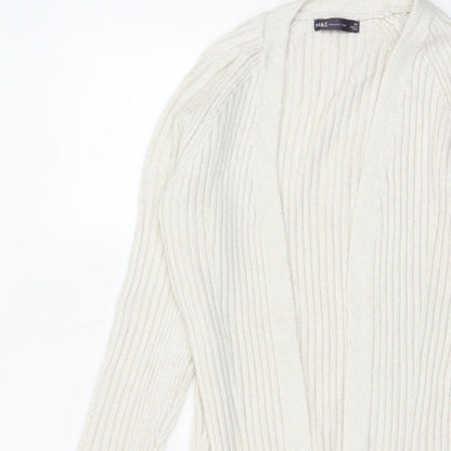 Marks and Spencer Women Ivory XS Cable-Knit V-Neck Long Sleeve Jumper