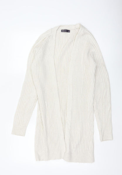 Marks and Spencer Women Ivory XS Cable-Knit V-Neck Long Sleeve Jumper