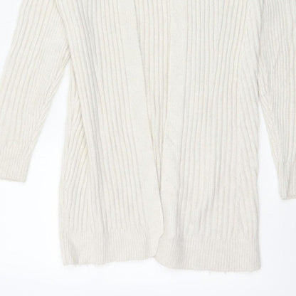 Marks and Spencer Women Ivory XS Cable-Knit V-Neck Long Sleeve Jumper