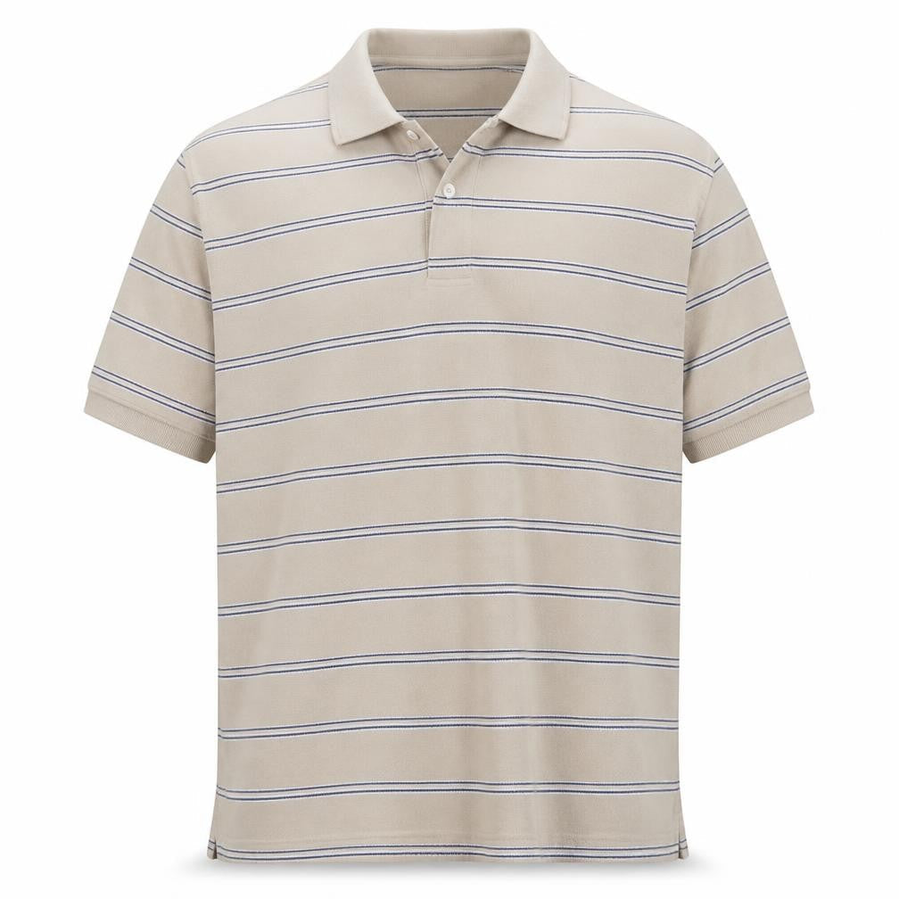Marks and Spencer Men’s Beige Blue Harbour Striped Cotton Polo Shirt L