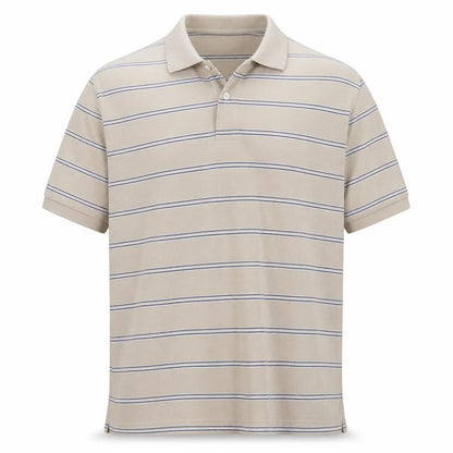 Marks and Spencer Men’s Beige Blue Harbour Striped Cotton Polo Shirt L