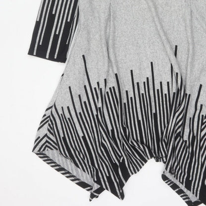 Roman Women Grey Black Stripe Size 18 Trapeze Swing Asymmetric Dress
