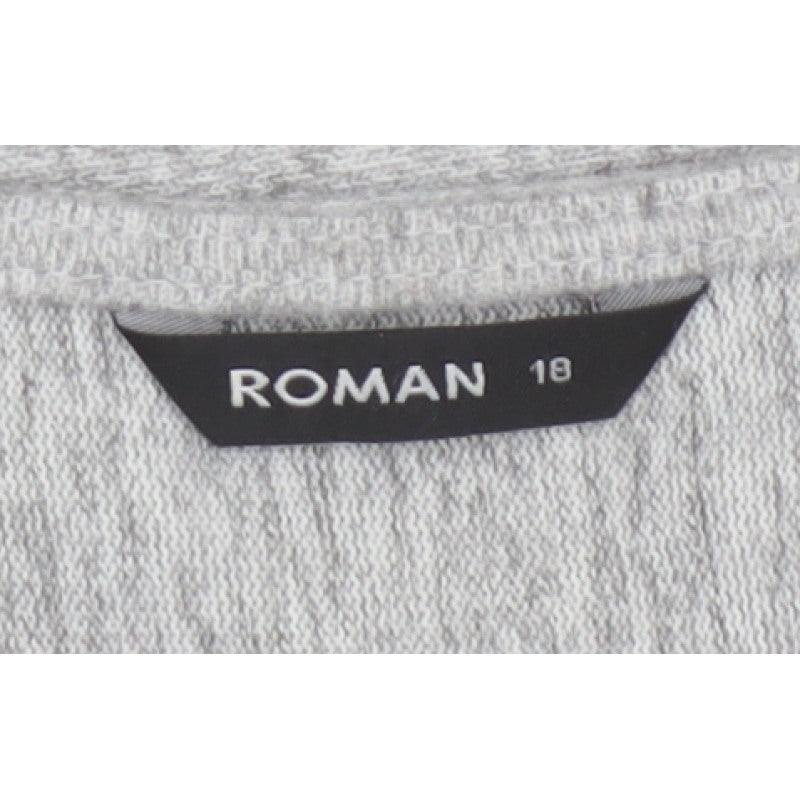 Roman Women Grey Black Stripe Size 18 Trapeze Swing Asymmetric Dress