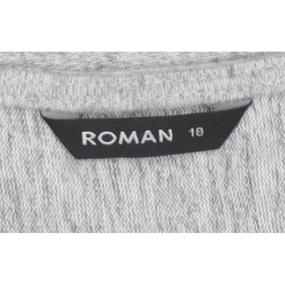 Roman Women Grey Black Stripe Size 18 Trapeze Swing Asymmetric Dress
