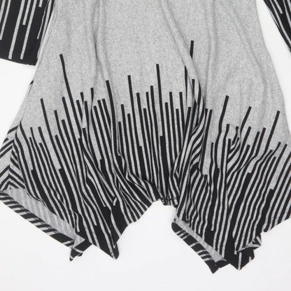 Roman Women Grey Black Stripe Size 18 Trapeze Swing Asymmetric Dress