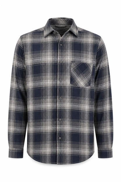 Marks & Spencer Men’s Blue Plaid Cotton Button-Up Shirt L