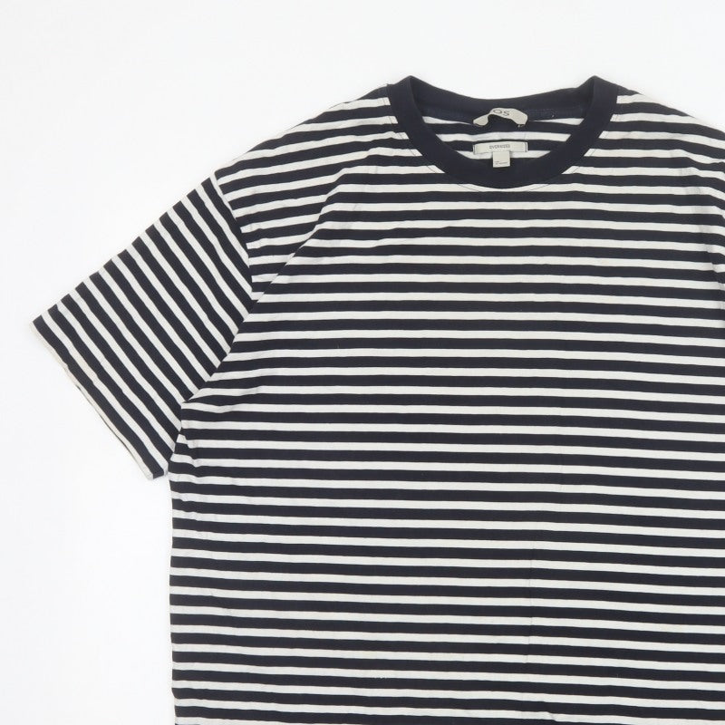 COS Men Black White Striped Oversized Cotton T-Shirt XL