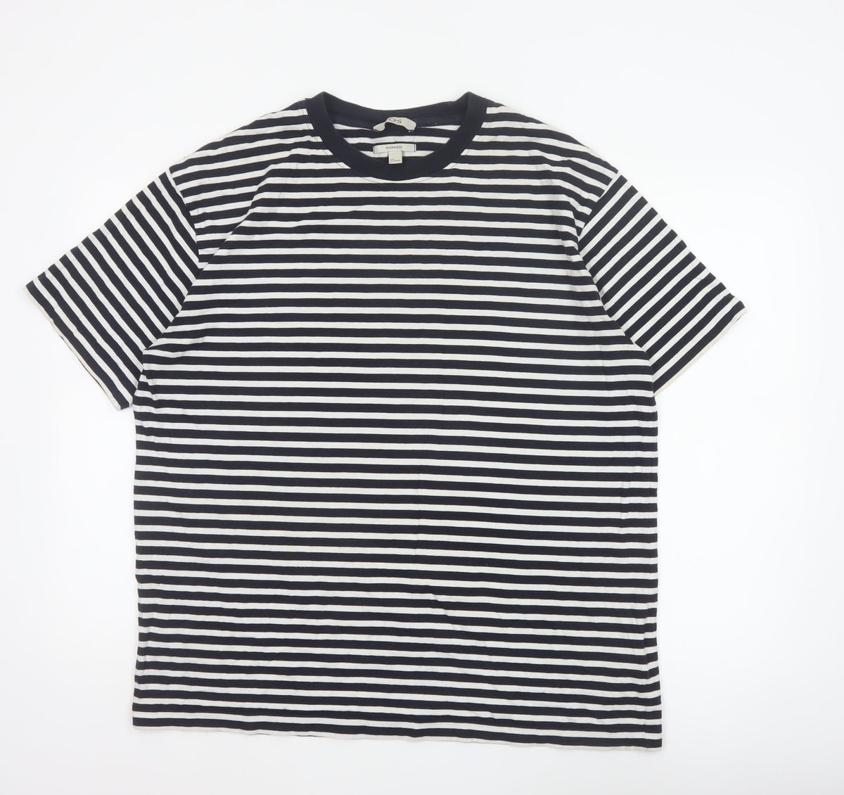 COS Men Black White Striped Oversized Cotton T-Shirt XL