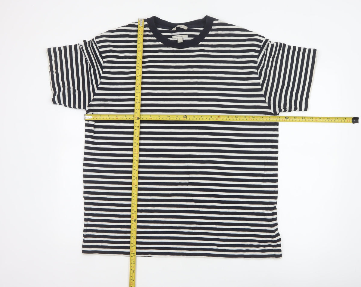 COS Men Black White Striped Oversized Cotton T-Shirt XL
