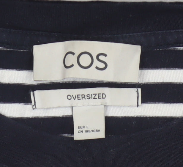 COS Men Black White Striped Oversized Cotton T-Shirt XL