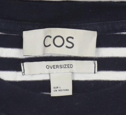 COS Men Black White Striped Oversized Cotton T-Shirt XL