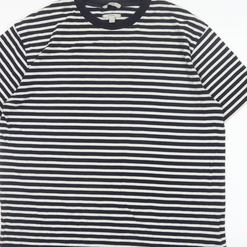 COS Men Black White Striped Oversized Cotton T-Shirt XL