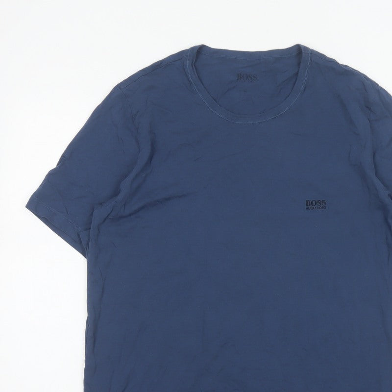 Hugo Boss Men’s Blue XL Logo Crew Neck Short Sleeve Cotton T-Shirt