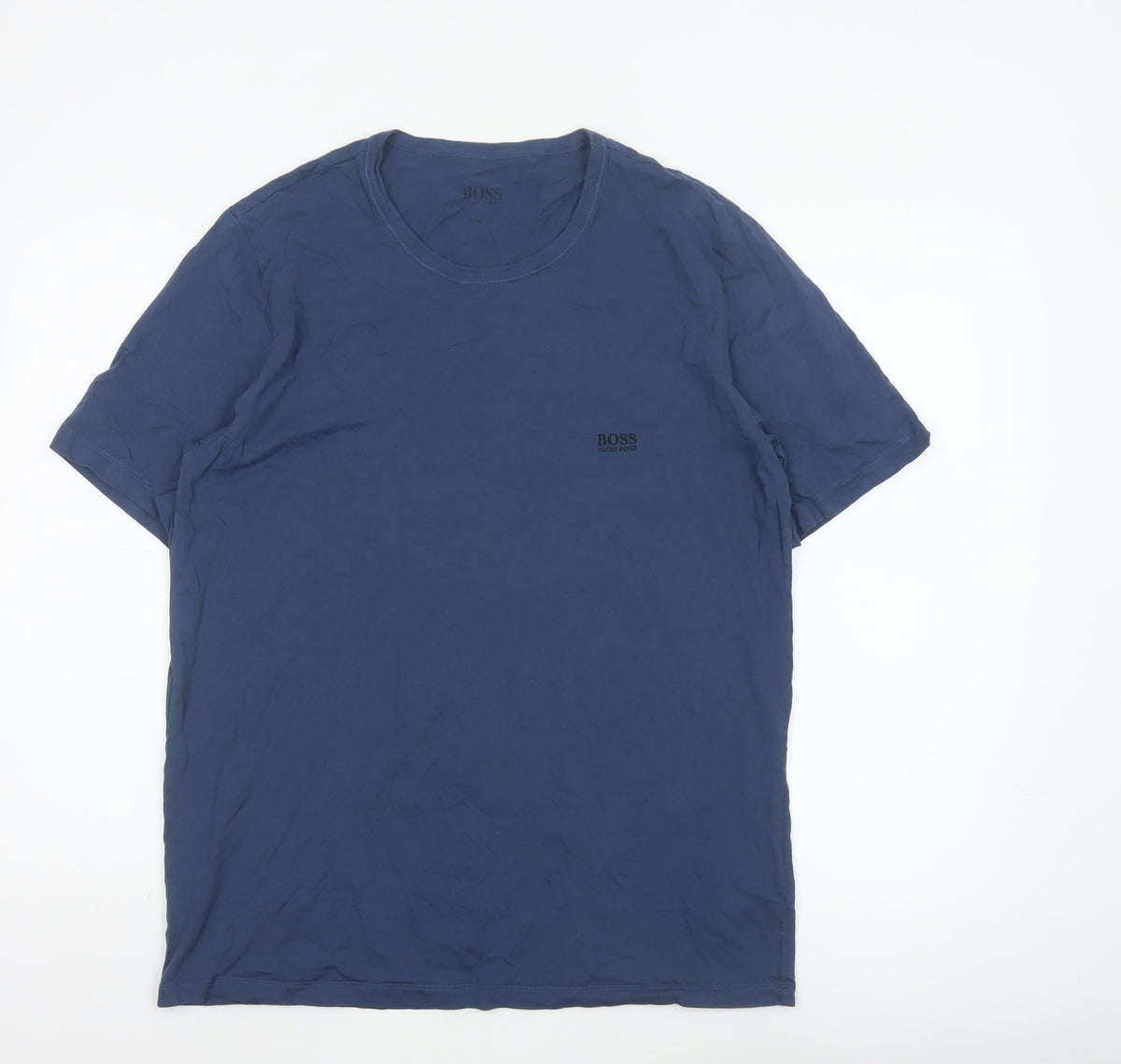 Hugo Boss Men’s Blue XL Logo Crew Neck Short Sleeve Cotton T-Shirt
