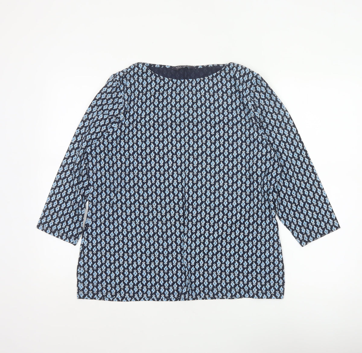 Marks & Spencer Women Blue Paisley 3/4 Sleeve Blouse UK 20