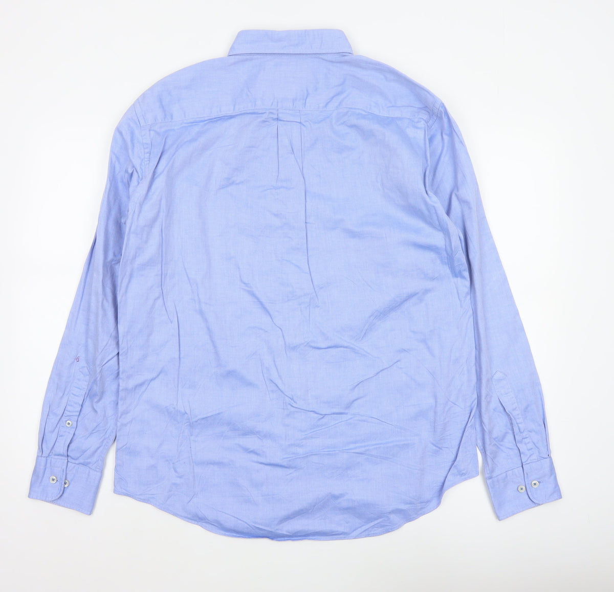 Fynch-Hatton Men Blue L Button-Down Collar Long Sleeve Cotton Shirt