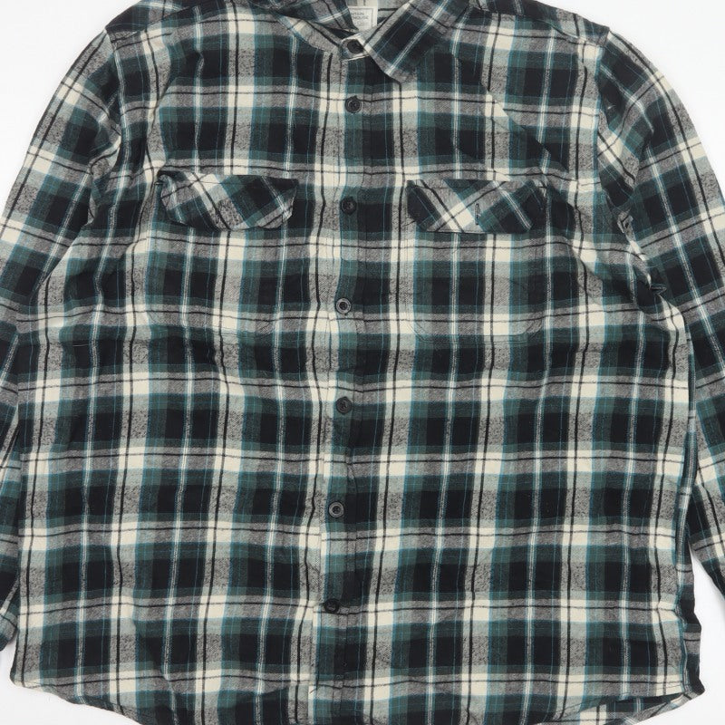 Mountain Warehouse Men Multicoloured 2XL Plaid Flannel Button-Up Shirt