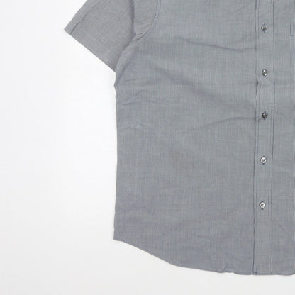 Marks and Spencer Men Blue Check L Short Sleeve Button-Up Shirt