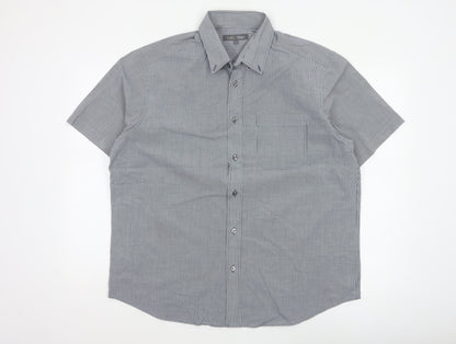 Marks and Spencer Men Blue Check L Short Sleeve Button-Up Shirt