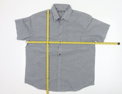 Marks and Spencer Men Blue Check L Short Sleeve Button-Up Shirt