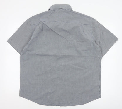 Marks and Spencer Men Blue Check L Short Sleeve Button-Up Shirt