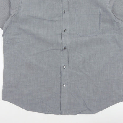 Marks and Spencer Men Blue Check L Short Sleeve Button-Up Shirt