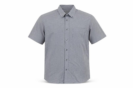 Front view of Marks and Spencer Men Blue Check L Short Sleeve Button-Up Shirt