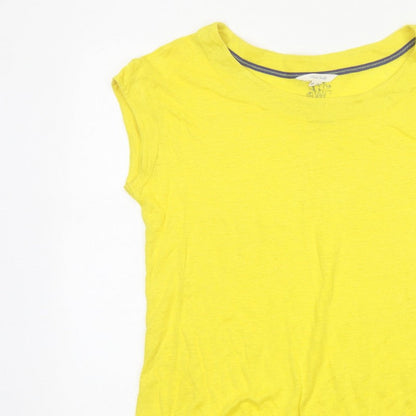 White Stuff Women Yellow UK 10 Linen Basic Cap Sleeve T-Shirt