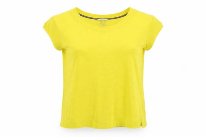 White Stuff Women Yellow UK 10 Linen Basic Cap Sleeve T-Shirt