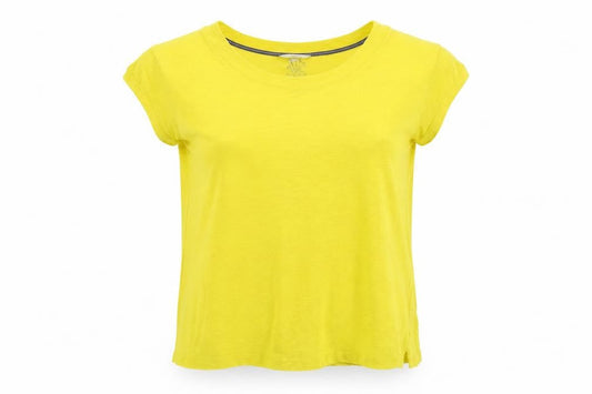 White Stuff Women Yellow UK 10 Linen Basic Cap Sleeve T-Shirt