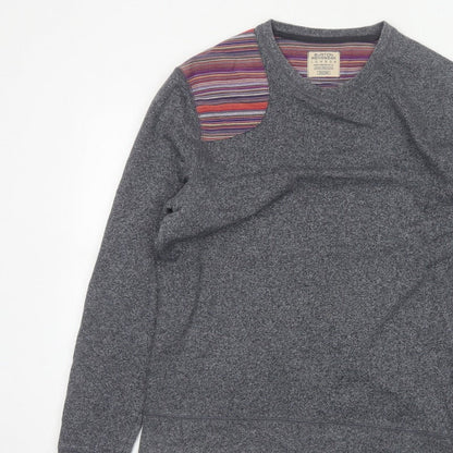 Burton Menswear Men Grey M Striped Panel Crew Neck Pullover Sweatshirt