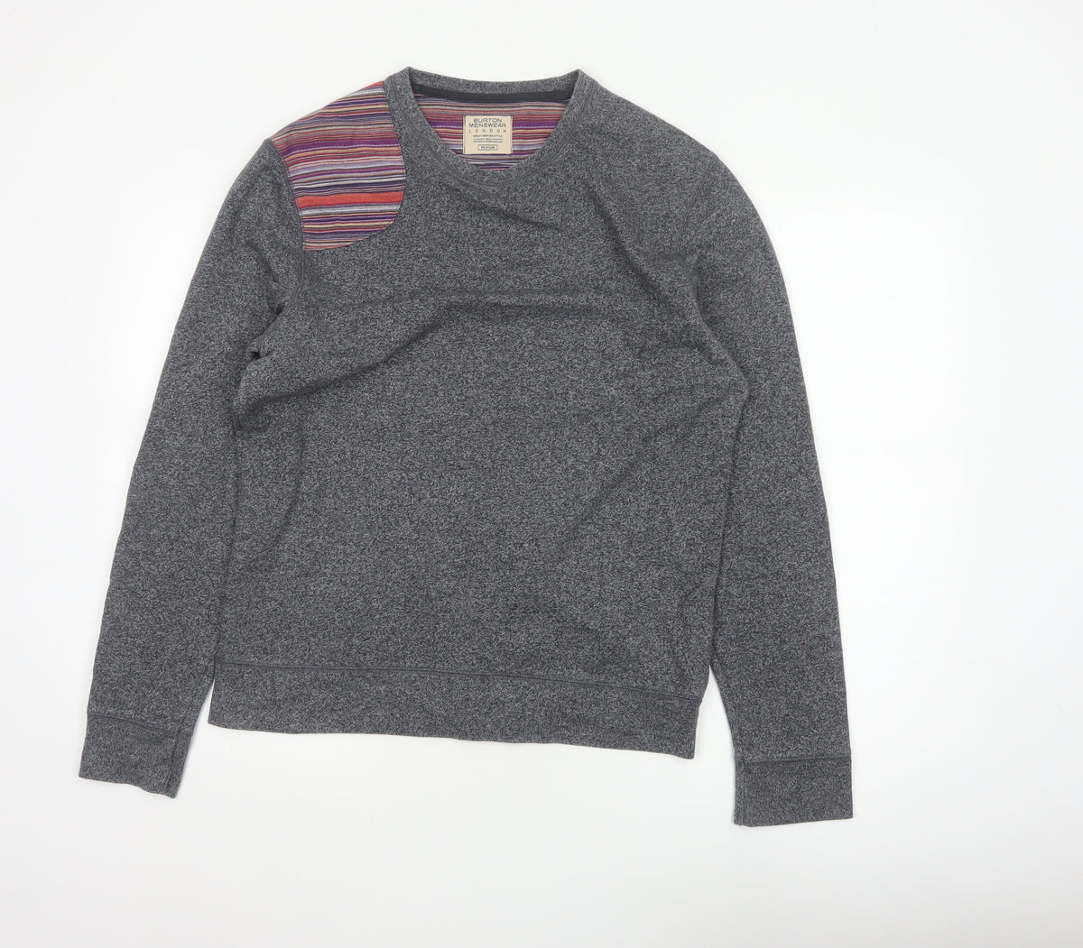 Burton Menswear Men Grey M Striped Panel Crew Neck Pullover Sweatshirt