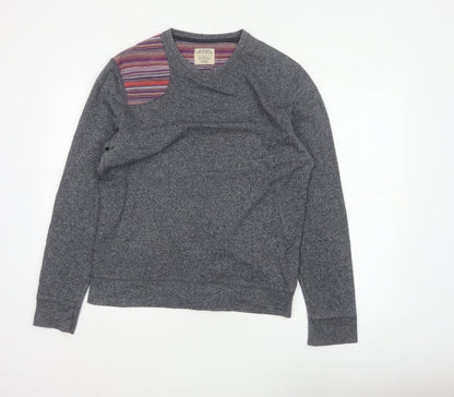 Burton Menswear Men Grey M Striped Panel Crew Neck Pullover Sweatshirt