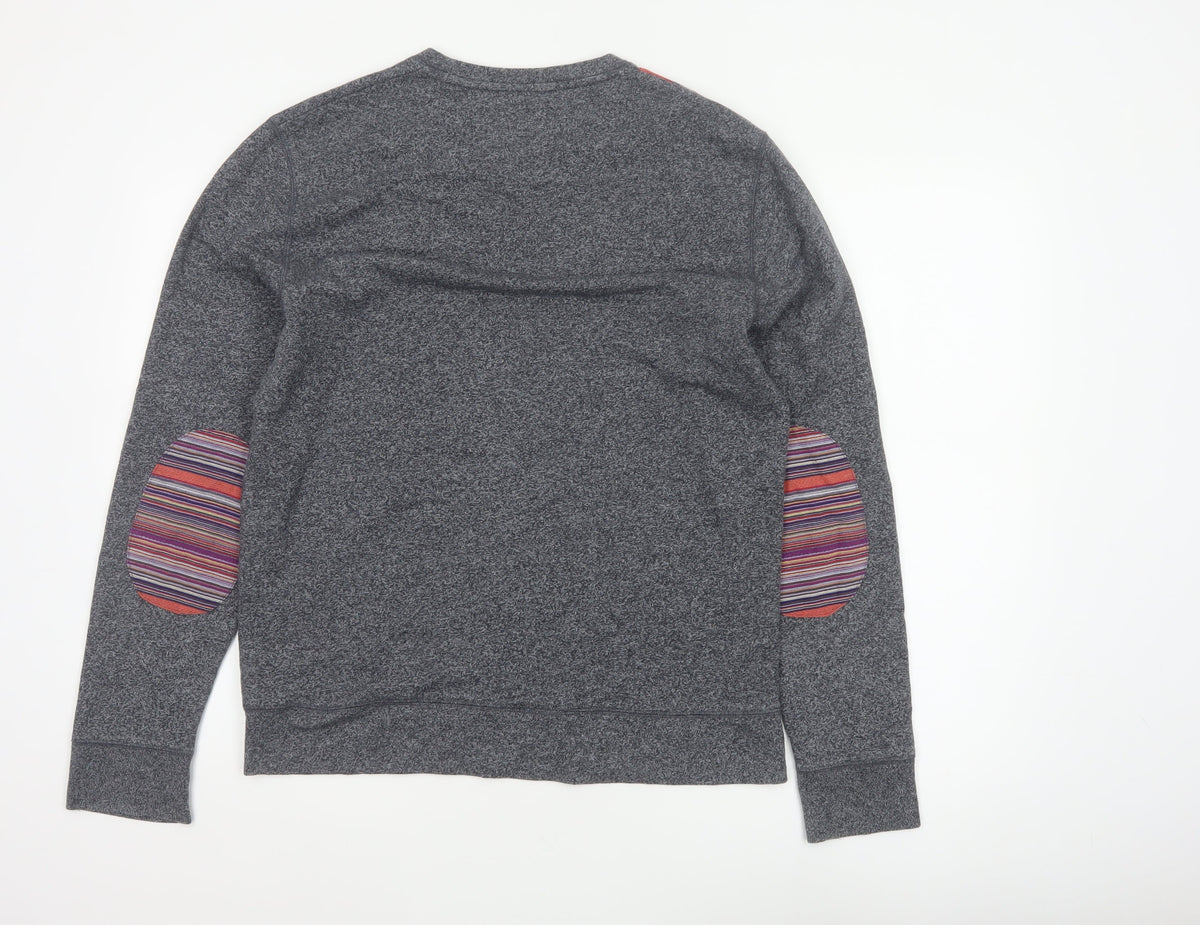 Burton Menswear Men Grey M Striped Panel Crew Neck Pullover Sweatshirt