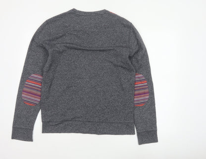 Burton Menswear Men Grey M Striped Panel Crew Neck Pullover Sweatshirt