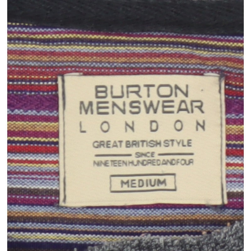 Burton Menswear Men Grey M Striped Panel Crew Neck Pullover Sweatshirt