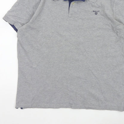 GANT Men’s Grey XL Short Sleeve Cotton Stretch Logo Polo Shirt