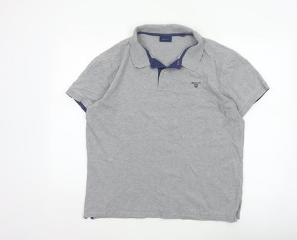 GANT Men’s Grey XL Short Sleeve Cotton Stretch Logo Polo Shirt